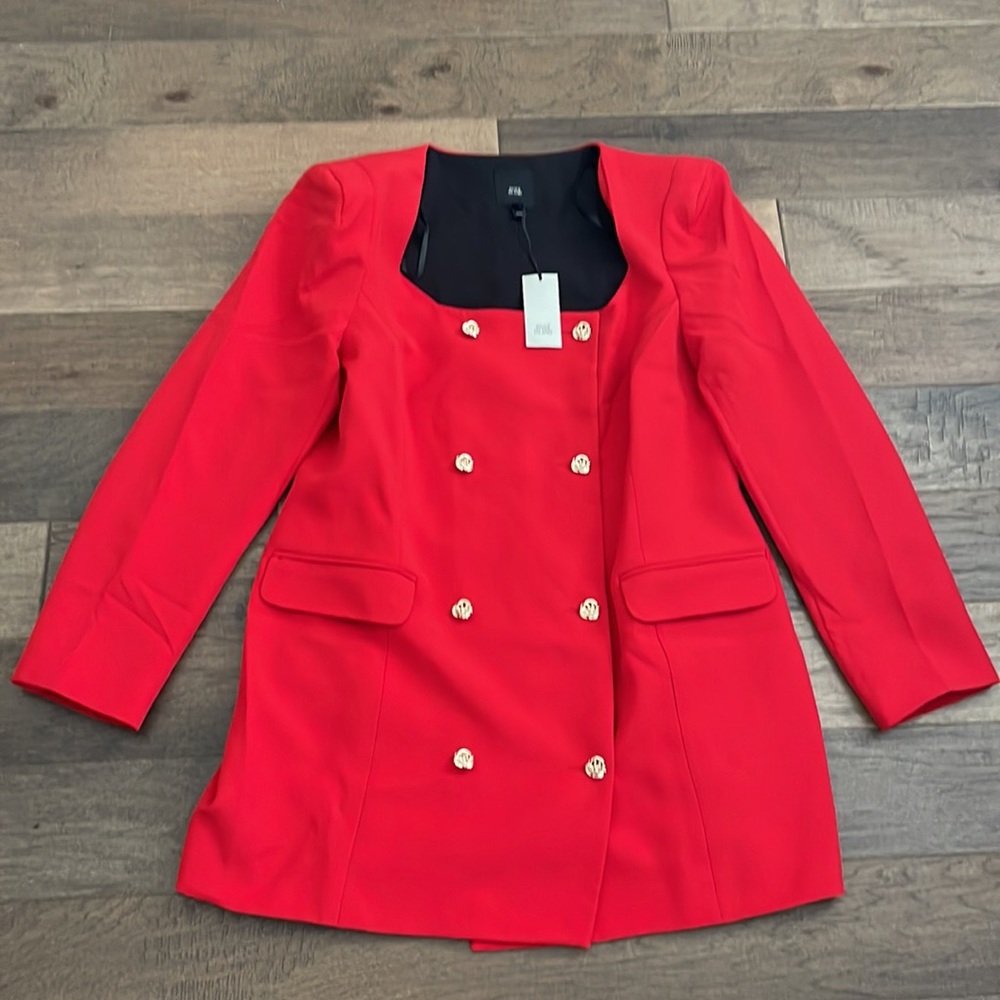 River Island Double Breasted Blazer Dress, Red Size 14 US 🌹18UK - Picture 3 of 6